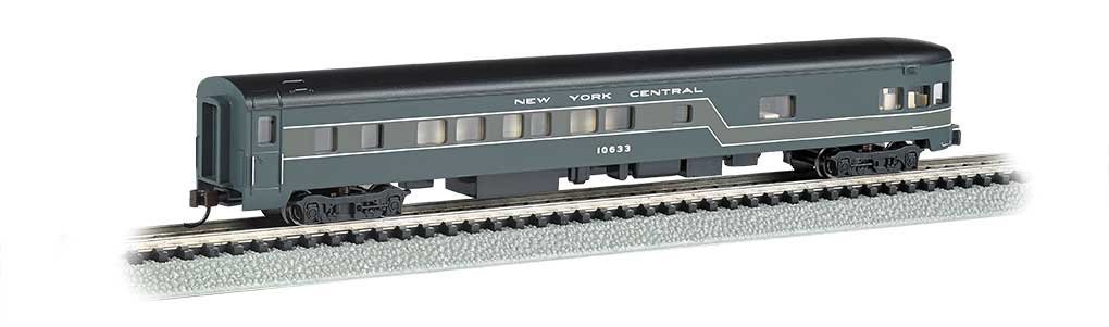 85′ Smooth-Side Boat-Tail Observation w/Lighting - Ready to Run -- New York Central (2-Tone G, N, Bachmann Industries 14355