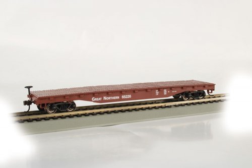52′ Flatcar - Ready to Run - Silver Series(R) -- Great Northern 65226 (Boxcar Red), HO, Bachmann Industries 17305
