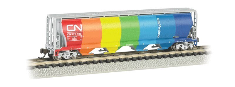 Canadian Cylindrical 4-Bay Grain Hopper - Ready to Run - Silver Series(R) -- Canadian Nationa, N, Bachmann Industries 19151