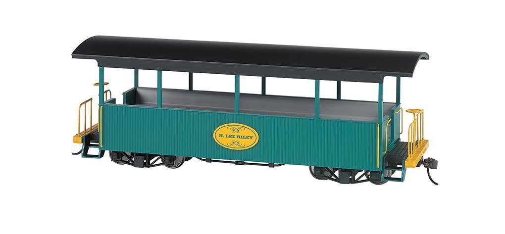 Wood Excursion Car - Ready to Run -- H. Lee Riley (green, black Roof), On30, Bachmann Industries 26005