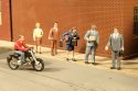 SceneScapes(TM) Figures -- City People with Motorcycle pkg(7), HO, Bachmann Industries 33101
