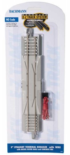Straight Track w/Nickel Silver Rail, Gray Roadbed, Concrete Ties - E-Z Track -- 9′ 22.9cm S, HO, Bachmann Industries 44711