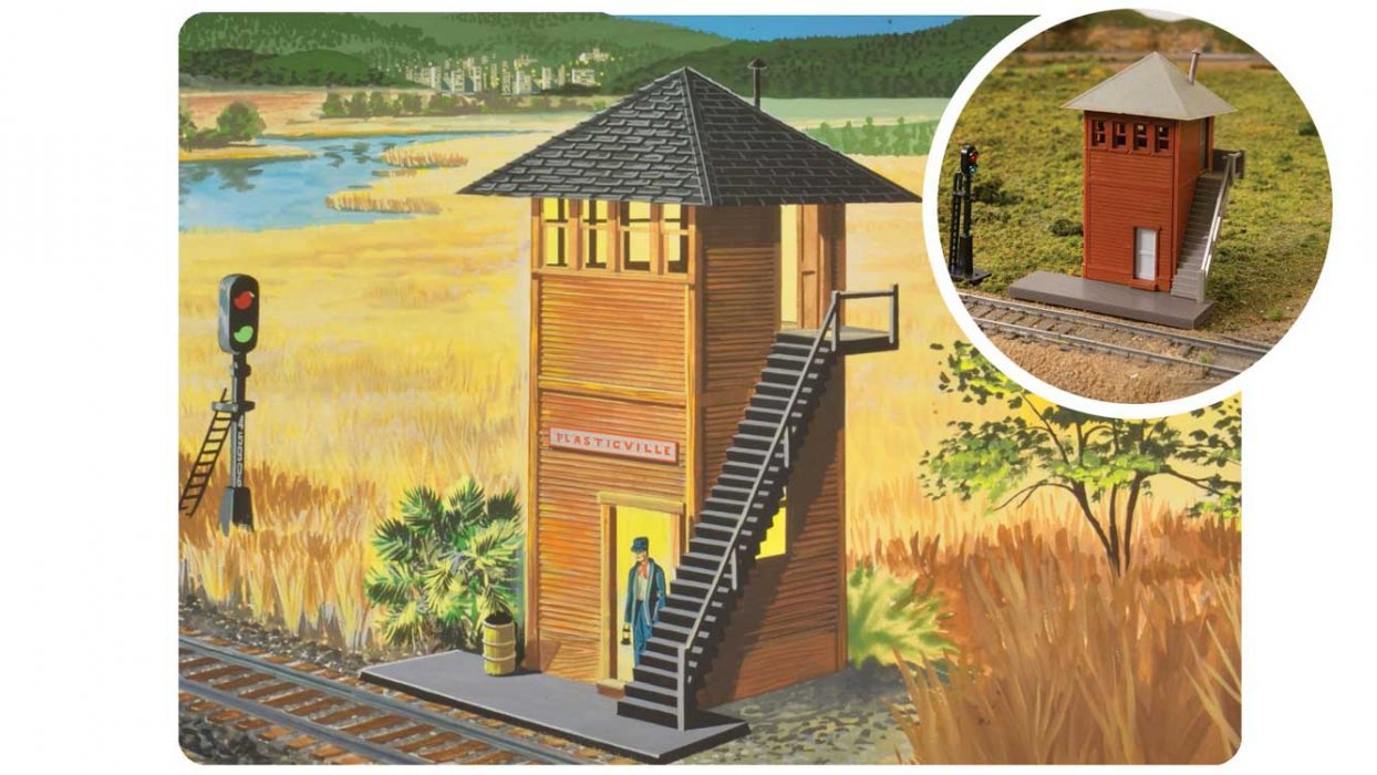 75th Anniversary Switch Tower - Plasticville U.S.A.(R) -- Kit - 75th Anniversary Packaging, HO, Bachmann Industries 45197