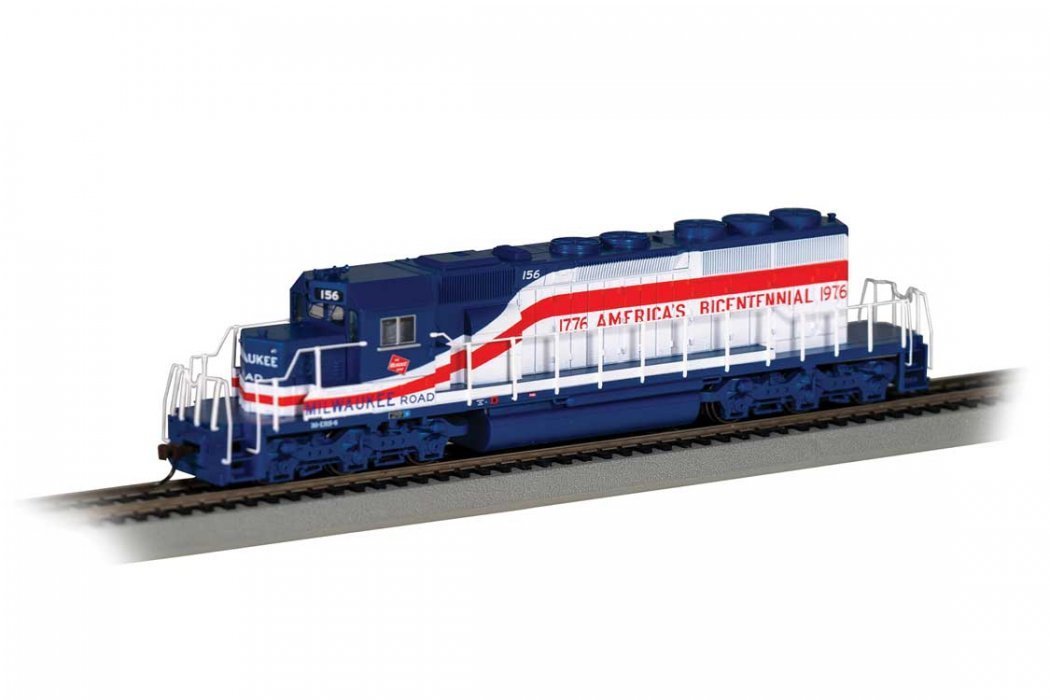 EMD SD40-2 - Sound and DCC - Sound Value -- Milwaukee Road 156 (Bicentennial, white, red, bl, HO, Bachmann Industries 67208