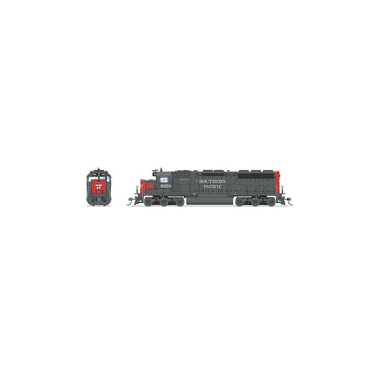 EMD SD45 Low-Nose - Standard DC - Stealth -- Southern Pacific 8950 (gray, red), HO, Broadway Limited Imports 9008
