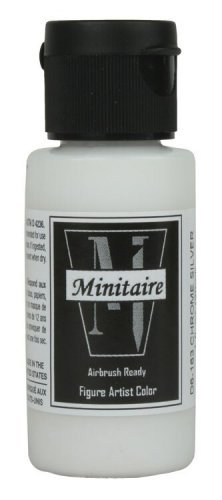 Acrylic Airbrush-Ready Color - Minitaire - 1oz 29.6mL -- Metallic Chrome Silver, All Scales, Badger Air Brush Co D6163