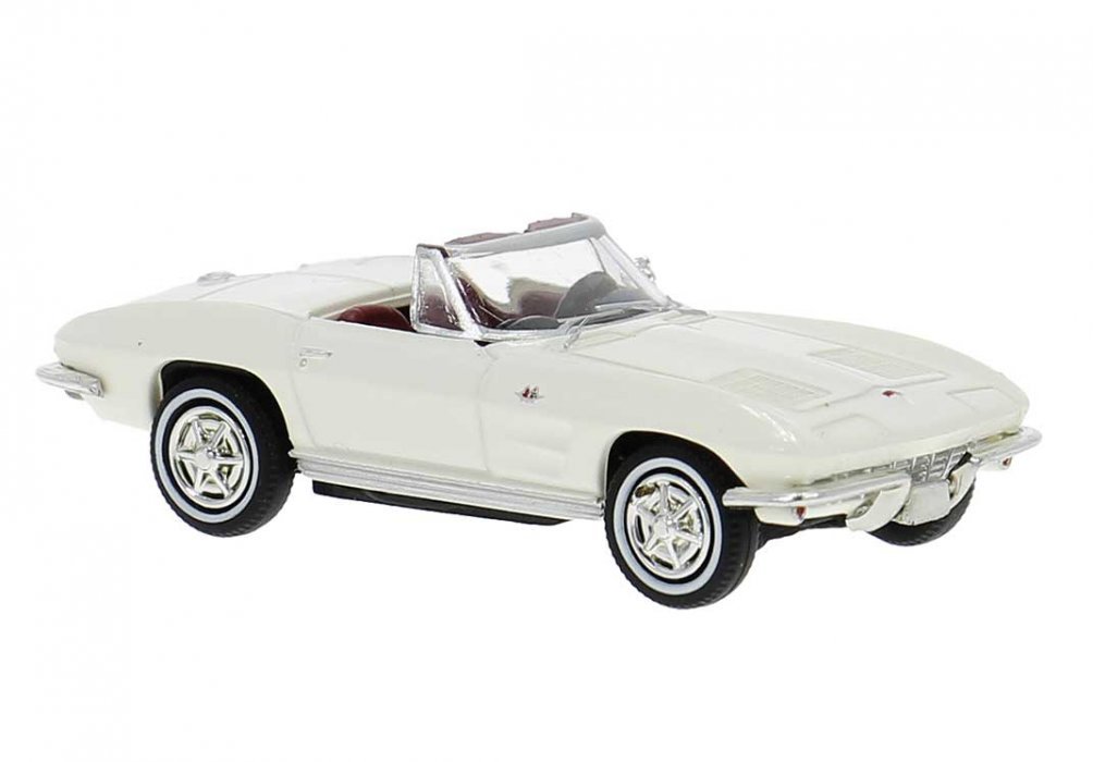 Chevrolet Corvette C2 Convertible - Assembled -- Top Down (white), HO, Brekina Automodelle 18031