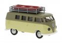 1962 Volkswagen T1b Passenger Van with Roof Rack - Assembled -- Khaki, Beige, HO, Brekina Automodelle 31638