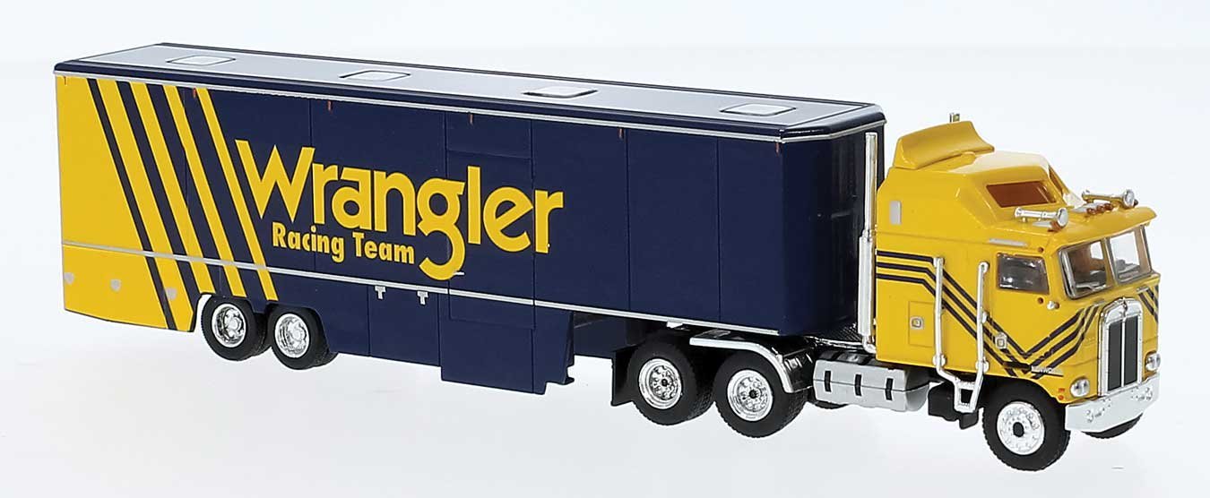 Kenworth K100 Aerodyne Sleeper-Cab Semi Tractor w/Racing Trailer - Assembled -- Dale Earnhar, HO, Brekina Automodelle 85737
