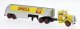 1955 Peterbilt 281 Semi Tractor with Tank Trailer - Assembled -- Shell (yellow, silver, red), HO, Brekina Automodelle 85762