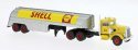 1955 Peterbilt 281 Semi Tractor with Tank Trailer - Assembled -- Shell (yellow, silver, red), HO, Brekina Automodelle 85762