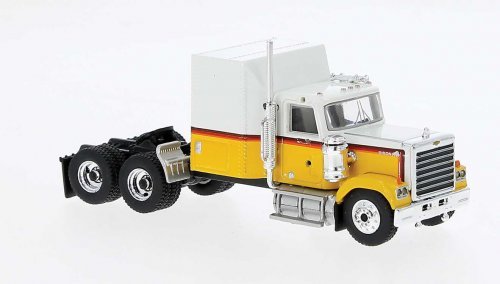 Chevrolet Bison Semi Tractor Only - Assembled -- White, Yellow, Black, Orange, HO, Brekina Automodelle 85782