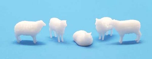 Sheep -- Unpainted 3D Printed Figures pkg(5), HO, All Scale Miniatures 870963