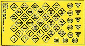Highway Signs -- Vintage Warning/Stop 1930s-1950s (black, yellow), HO, Blair Line 143
