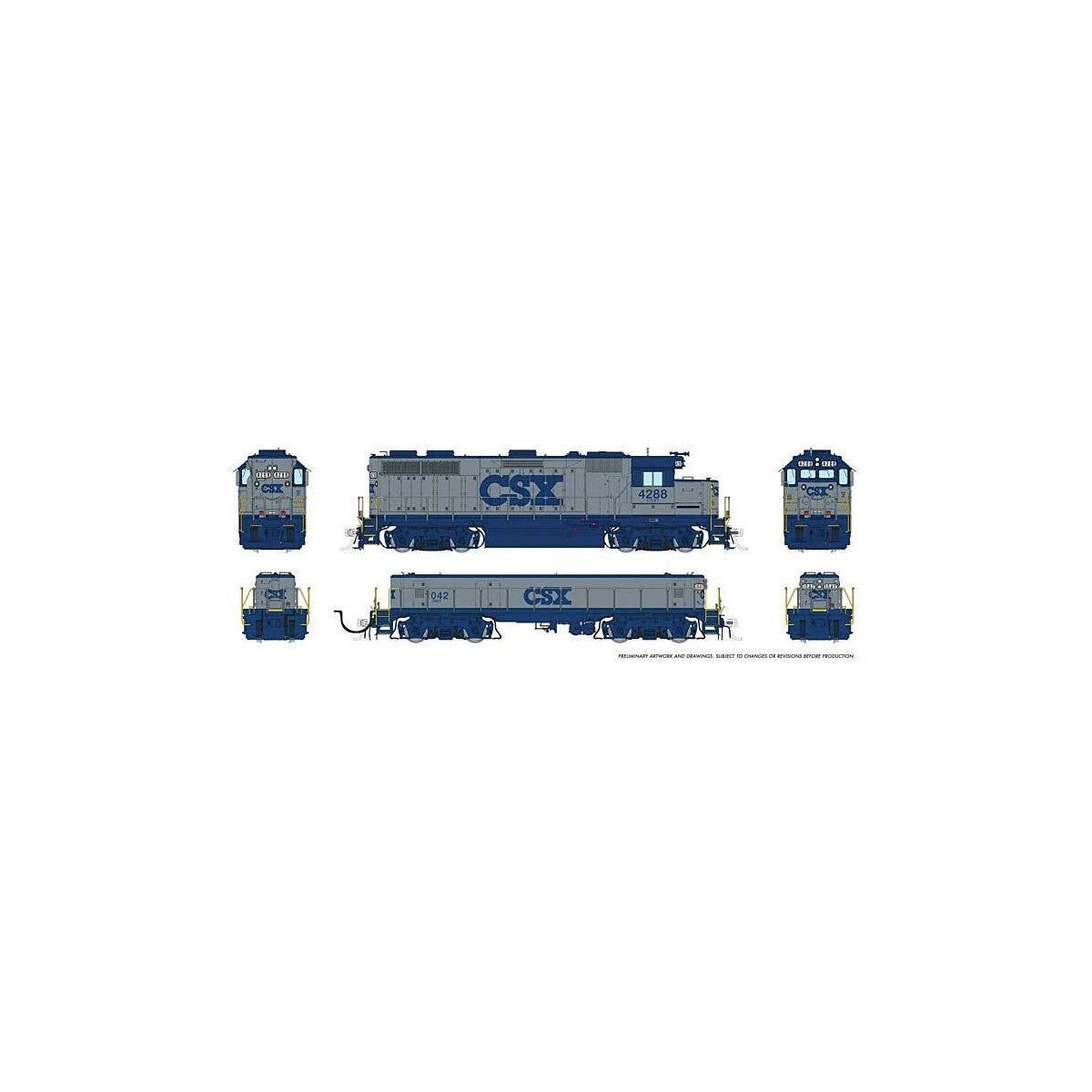 EMD GP39 & EMD/Huntington SWMT Slug Set - Sound and DCC -- CSX 4290, 1048 (gray, blue), HO, Rapido Trains Inc 39526