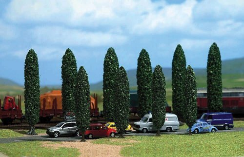 Poplar Trees pkg(10) -- Four: 3-13/16` 9.5cm Six: 3` 7.5cm Tall, N, Busch Gmbh & Co Kg 6239
