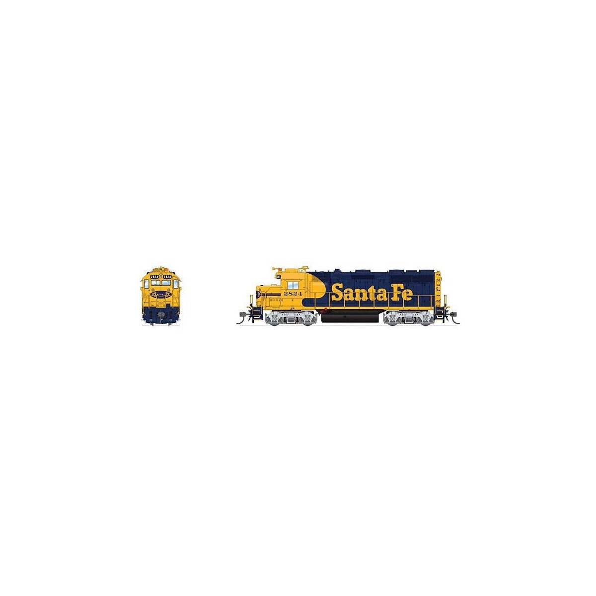 EMD GP35u Low Nose - Sound and DCC - Paragon4(TM) -- Santa Fe 2824 (Warbonnet, blue, yellow), HO, Broadway Limited Imports 7530