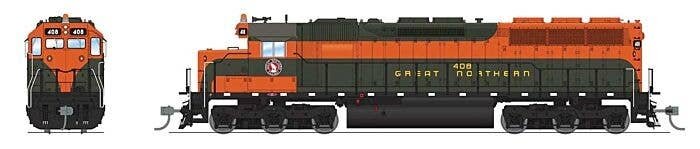 EMD SD45 Low-Nose - Sound & DCC - Paragon4(TM) -- Great Northern 408 (Simplified, Pullman Green, Omaha Orange), HO, Broadway Lim