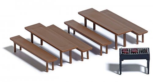 Beer Grill w/Benches & Tables, HO, Busch Gmbh & Co Kg 7782