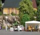 Soft-Serve Ice Cream Truck - Action Set -- Piaggio Ape Sales Truck, Canopy, Figure, Sign and T, HO, Busch Gmbh & Co Kg 7991