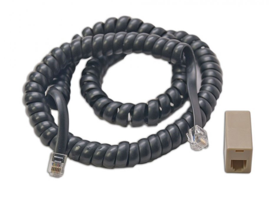 Coiled Cord & RJ12 Modular Adapter, All Scales, Digitrax LNCCMC1