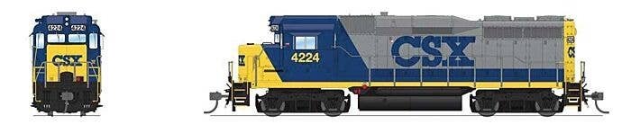EMD GP30 Low Nose - Standard DC - Stealth -- CSX 4224 (YN2, gray, blue, yellow), HO, Broadway Limited Imports 9568