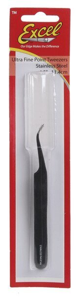 Slanted Fine Point Tweezers -- Black, All Scales, Excel Hobby Blades Corp. 30420