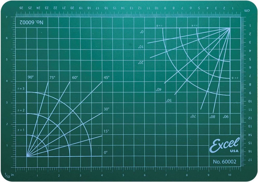 Self-Healing Cutting Mat - Green -- 8-1/2 x 12 x 1/8′ 21.6 x 30.5 x 0.3cm, All Scales, Excel Hobby Blades Corp. 60002