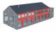 2-Stall Electric Locomotive Shed -- Kit - 15-7/8 x 7-11/16 x 5-1/8′ 40.4 x 19.5 x 13cm, HO, Faller Gmbh 120079