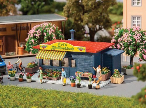 Florist Shop -- Kit - 4-5/16 x 1-5/8 x 2-3/16′ 11 x 4.1 x 5.5cm, HO, Faller Gmbh 130560