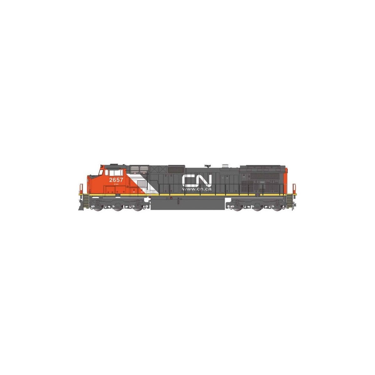 GE Dash 9-44CW - Standard DC -- Canadian National 2657 (black, red, white, Website Logo), G, Bachmann Industries 90925