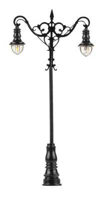 LED Double Suspended Ball Lamp Park Light on Mast -- Adjustable height up to 2-15/16′ 7.5cm tall pk, HO, Faller Gmbh 180206