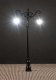 LED Double Suspended Ball Lamp Park Light on Mast -- Adjustable height up to 2-15/16′ 7.5cm tall pk, HO, Faller Gmbh 180206