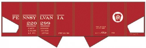 Railroad Decal Set -- Pennsylvania Railroad GLd USRA 2-Bay Open Hopper (Tuscan Car w/Circle Ke, HO, Tichy Train Group 10025