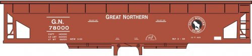 Railroad Decal Set -- Great Northern Ballast Hopper (Boxcar Red Car), HO, Tichy Train Group 10274