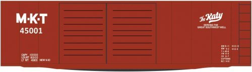 Railroad Decal Set -- Missouri-Kansas-Texas 40′ Double-Door Steel Boxcar (Katy Logo), HO, Tichy Train Group 10307