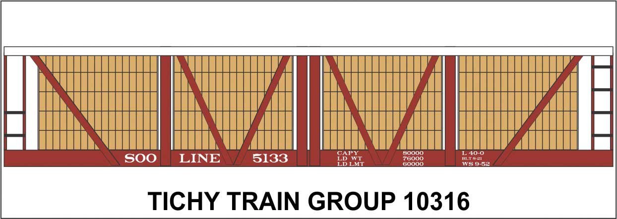Railroad Decal Set -- Soo Line 1921 4-Vat Wood Pickle Car, HO, Tichy Train Group 10316