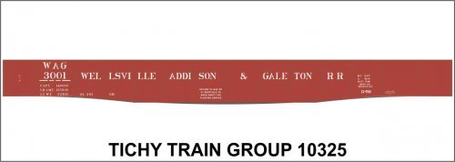 Railroad Decal Set -- Wellsville, Addison & Galeton 52′ Steel Gondola with Fishbelly Sill, HO, Tichy Train Group 10325