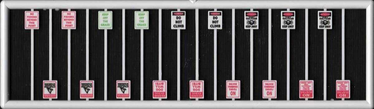 Assorted Warning Signs -- 2 Each of 8 Styles, N, Tichy Train Group 2692