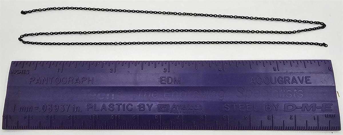 Blackened Brass Chain -- 23 Links Per Inch, 18′ 45.7cm Length, All Scales, Tichy Train Group 8336