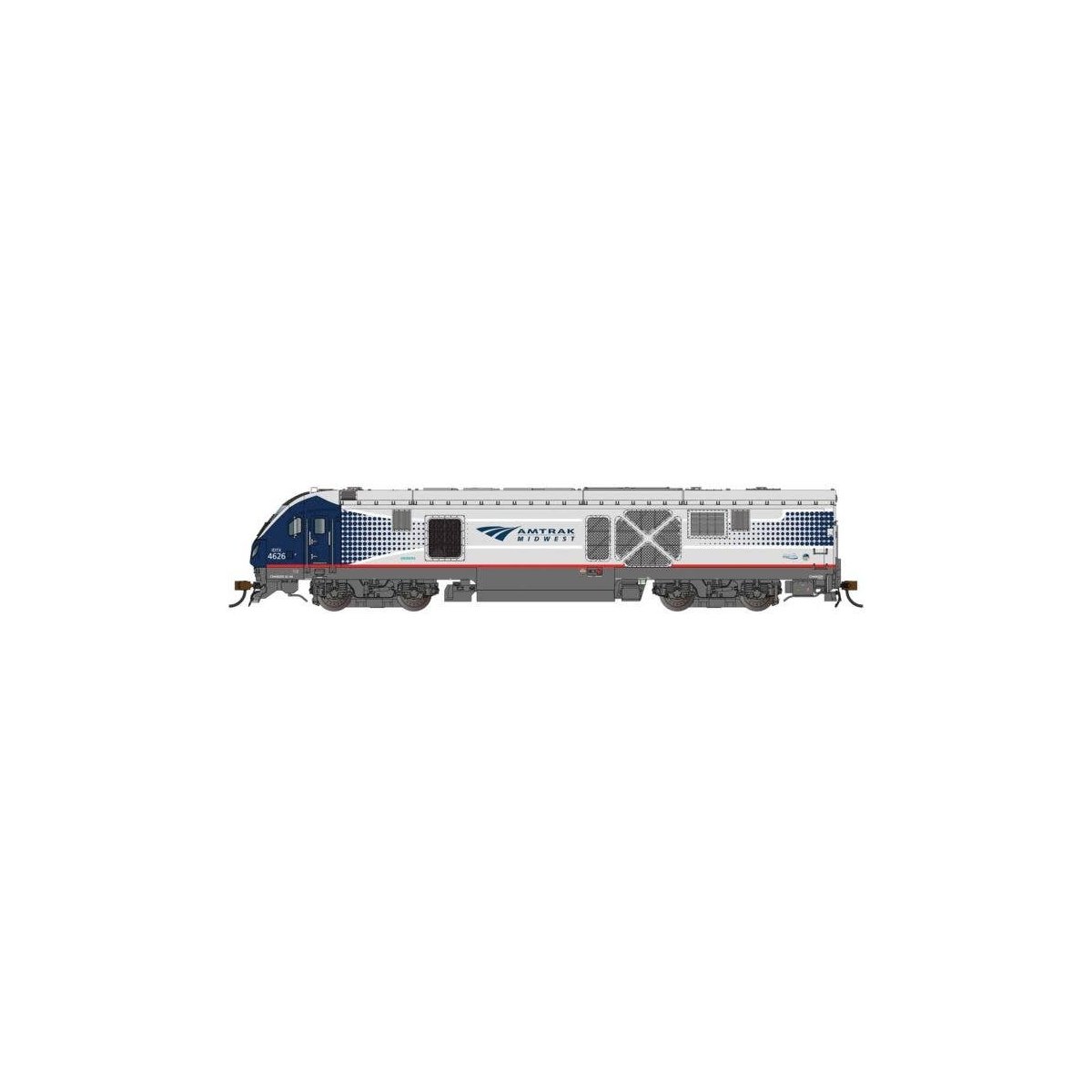 Siemens SC-44 Charger w/Streamlined Nose - WowSound(R) and DCC -- Amtrak 4626 (Midwest silver, blue, red, gray), HO, Bachmann In
