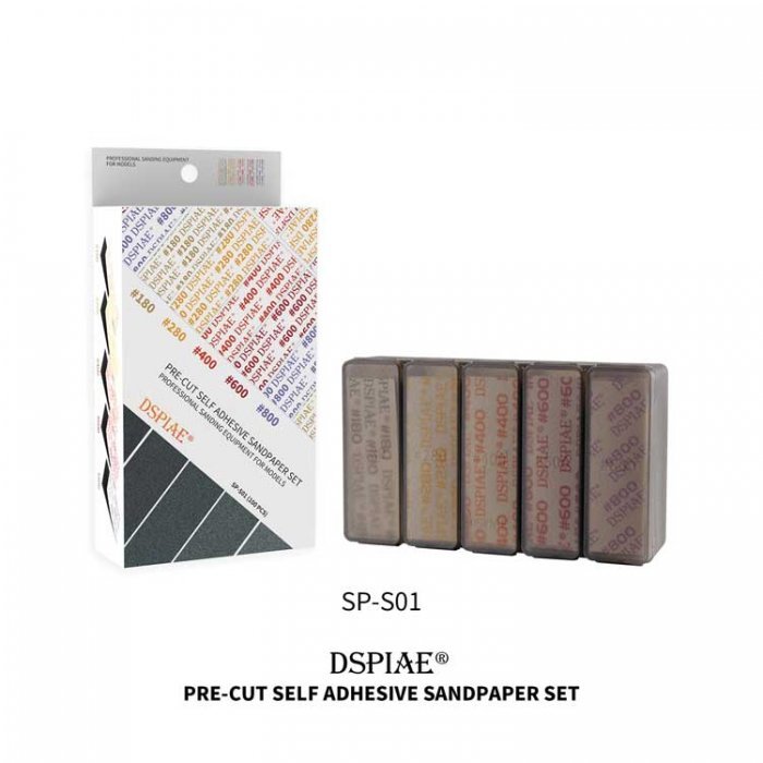 Adhesive Sandpaper Set -- 180-800 Grit pkg(100), All Scales, DSPIAE SPS01
