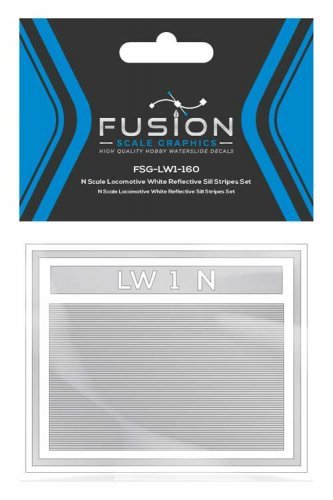 Railroad Locomotive White Reflective Sill Stripes Set, N, FUSION SCALE GRAPHICS 260002