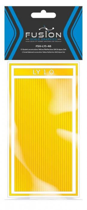 Railroad Locomotive Yellow Reflective Sill Stripes Set, O, FUSION SCALE GRAPHICS 360003