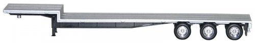 48′ 3-Axle Drop-Deck Trailer - Assembled -- Silver, Chrome Wheels, HO, Herpa Models 5454