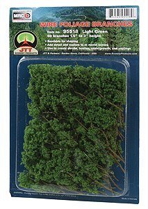 Foliage Branches - 1-1/2 to 3′ 3.8 to 7.6cm pkg(60) -- Light Green, All Scales, JTT Miniature Tree 95518