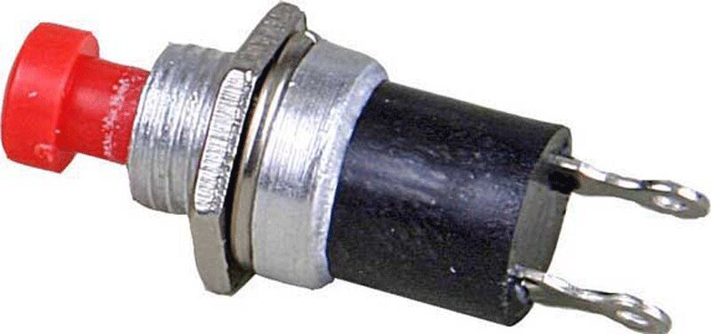 Single-Pole Single-Throw Push-Button Control Panel Switch - Quickie -- Red - Normal, All Scales, Kadee Quality Products 165