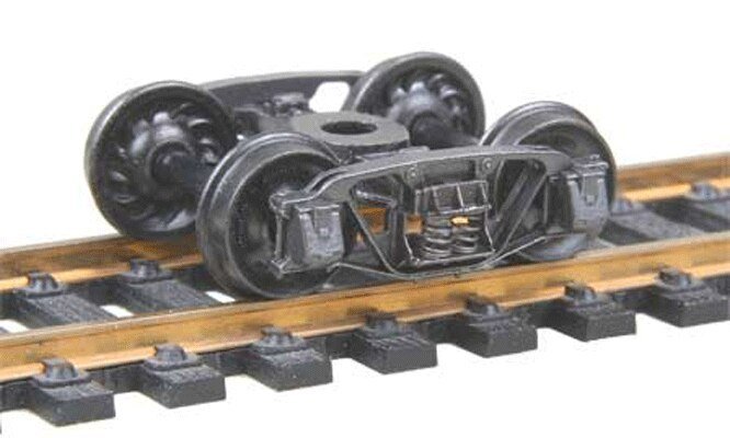 1898 Andrews Fully Sprung Metal Trucks -- Code 110 (.110`) 33` Ribbed-Back RP-25 Wheels - 1, HO, Kadee Quality Products 509