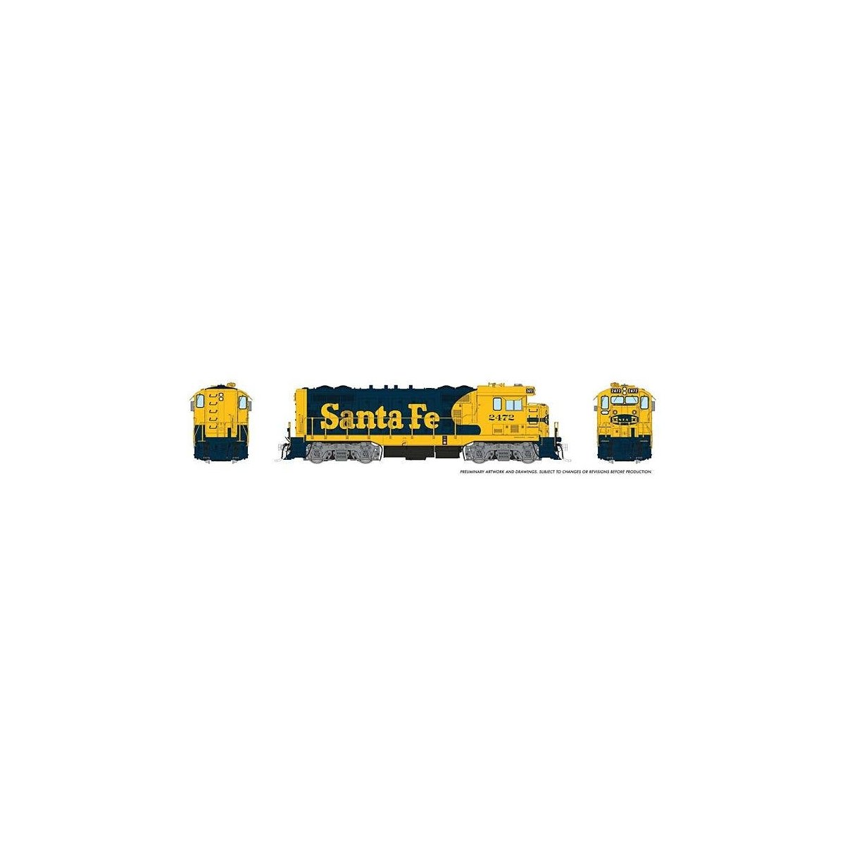 Santa Fe CF7 w/Round Cab - Sound and DCC -- Santa Fe 2496 (Warbonnet, blue, yellow), HO, Rapido Trains Inc 70619