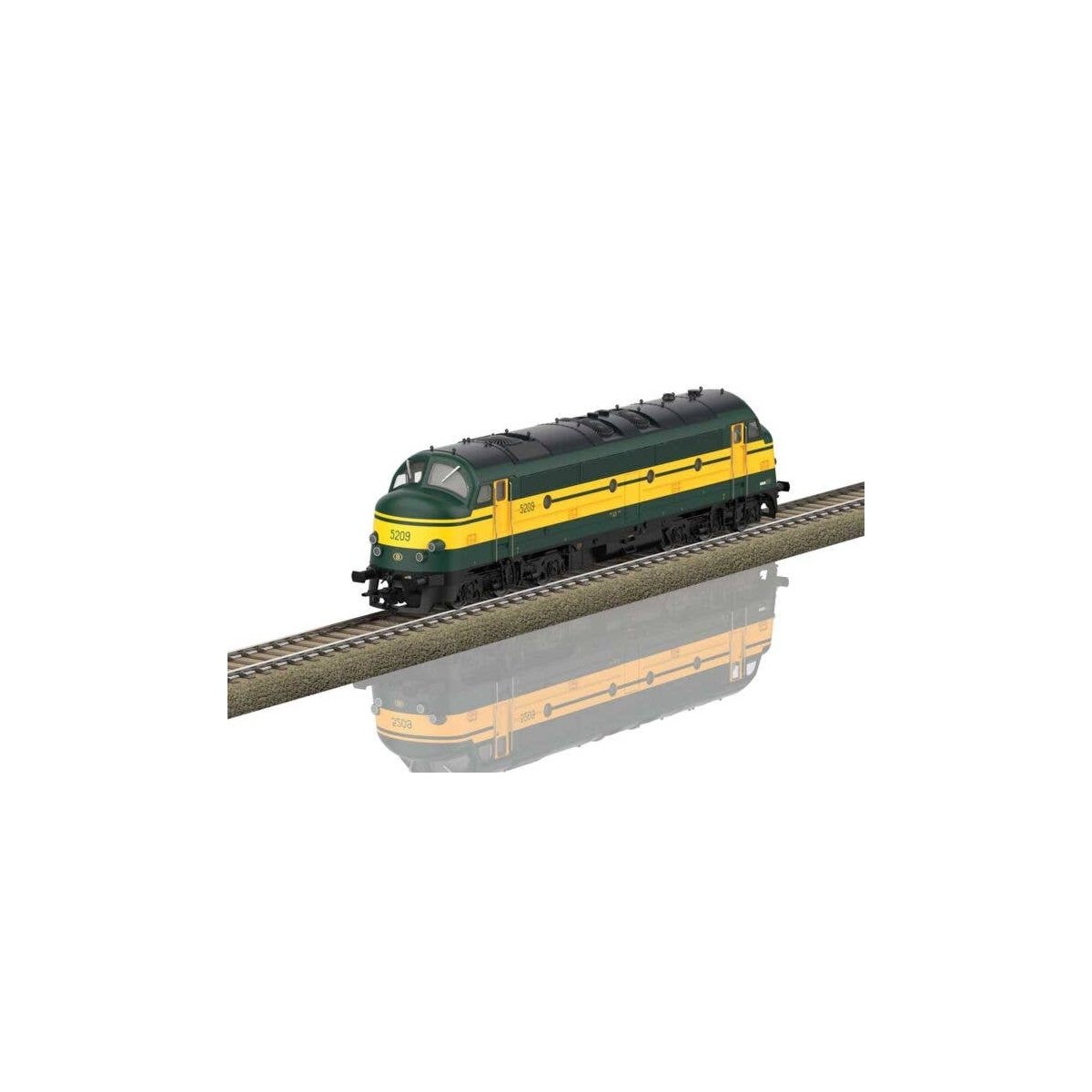 Class 52 Diesel - Sound and DCC -- Belgian State Railways SNCB/NMBS 5209 (Era IV, green, yellow), HO, Trix 22678